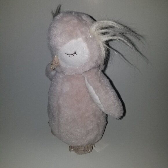 Floral Services Tan/Gray Owl Plush Lovey Sleeping Bird 10" Stuffed Toy Greige - Picture 3 of 9